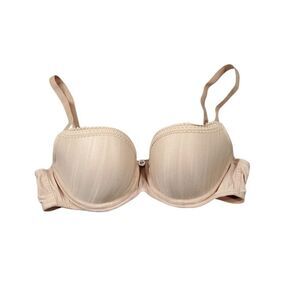 Cleo Panache Maddie Beige Tan Nude Balconette Bra Lightly Lined Size 34D T-Shirt
